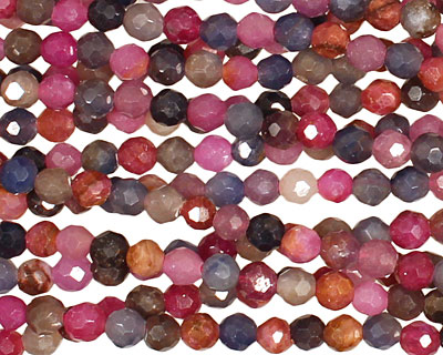 Multi Stone (Ruby & Sapphire) Faceted Round 4mm