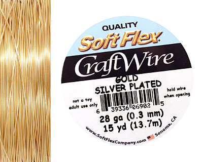 Soft Flex Silver Plated Gold Craft Wire 28 gauge, 15 yards