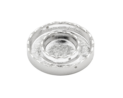 Silver (plated) Closed Scalloped Round (1 channel, 2 hole) Katiedids 25mm
