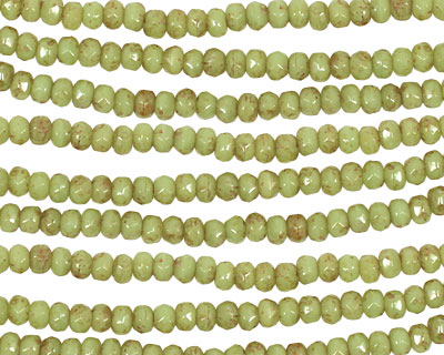 Czech Glass Pistachio Fire Polished Rondelle 2x3mm
