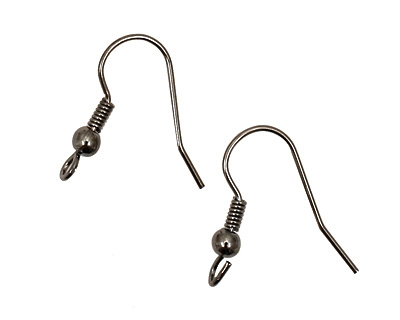 Gunmetal Ear Wire w/ Coil & Ball
