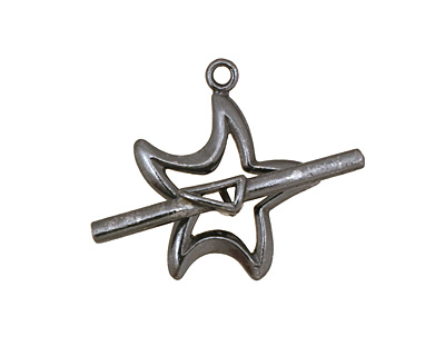 Gunmetal Stylized Star Toggle Clasp 24x20mm, 29mm bar