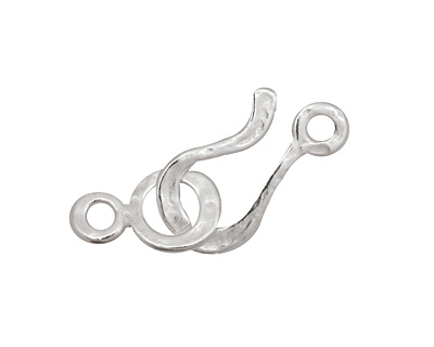 Silver (plated) Hammered Simple Hook & Eye Clasp 32x12mm
