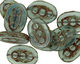 Czech Glass Sea Glass Picasso Dotted Window Oval 18x13mm