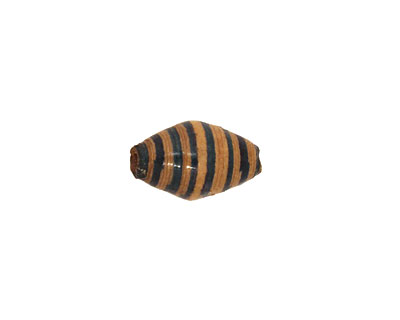 African Paper (beige, teal stripe) Rice 15x8-9mm
