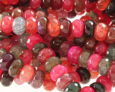 Bold Rainbow Fire Agate Faceted Rondelle 8mm