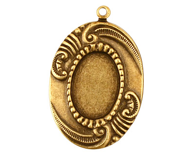Stampt Antique Brass Sweeping Feather Oval Setting 13x18mm