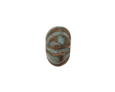 Gaea Ceramic Peacock on Tan Lantern 9x15-16mm