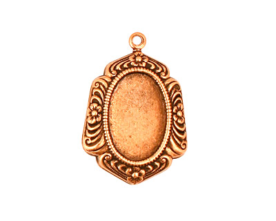 Stampt Antique Copper (plated) Feathered Edge Oval Setting 10x14mm