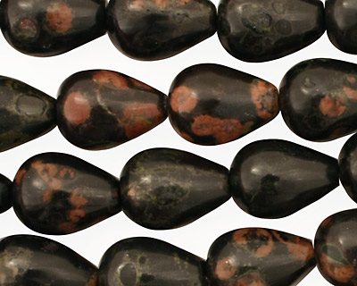 Black Leopardskin Jasper Teardrop 14x10mm