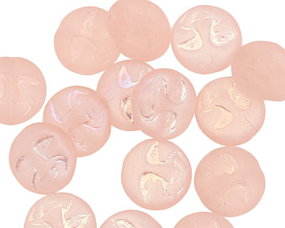 Czech Glass Luster Cupid Pink (matte) Moon Face 13mm