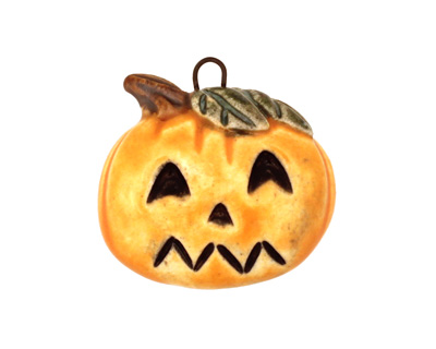 Earthenwood Studio Ceramic Spookyhead Punkin Pendant 23mm