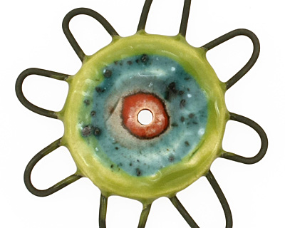 Jangles Ceramic Chartreuse, Turquoise, Red Pinwheel 43-49mm