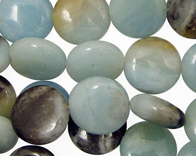 Amazonite Blk. Tourmaline Puff Coin 14mm