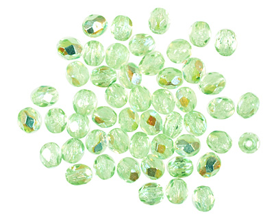 Czech Fire Polished Glass Peridot AB Round 3mm