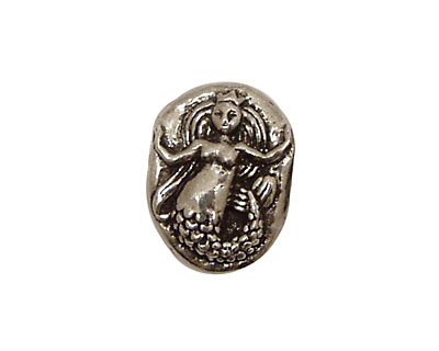 Green Girl Pewter Mermaid Pebble 15x20mm