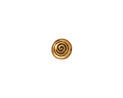 TierraCast Antique Gold (plated) Spiral Coin Bead 8mm