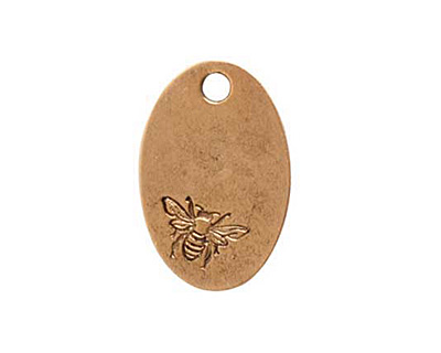 Nunn Design Antique Gold (plated) Large Oval Bee Tag 16x25mm