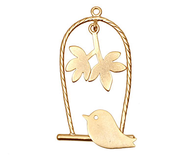Ezel Findings Gold (plated) Perched Bird Pendant 18x32mm