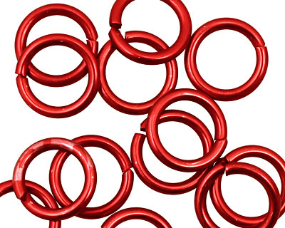 Red Anodized Aluminum Jump Ring 14mm, 14 gauge (9.6mm inside diameter)
