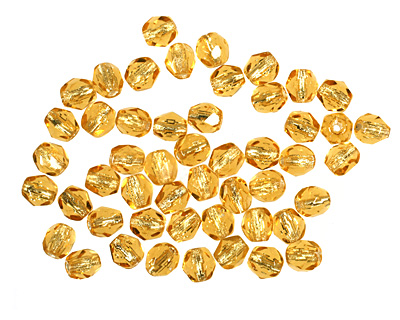 Czech Fire Polished Glass Silver Lined Topaz Round 4mm