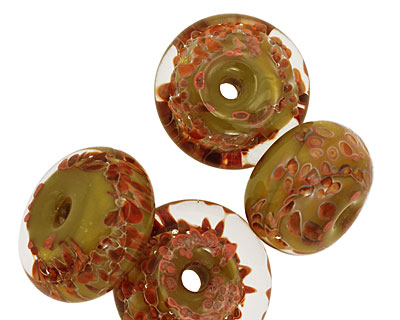 Sea Shore Glass Olive Grove Boro Lampwork Glass 10-13x18-21mm