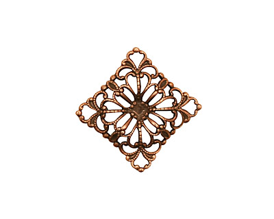 Stampt Antique Copper (plated) Floral Square Filigree 15mm