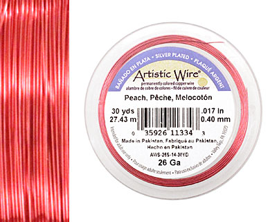 Artistic Wire Silver Plated Peach 26 gauge, 30 yards