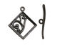 Gunmetal Diamond w/ Swirls Toggle Clasp 28x24mm, 29mm bar