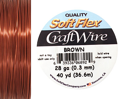 Soft Flex Brown Craft Wire 28 gauge, 40 yards