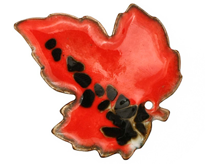 C-Koop Enameled Metal Rustic Red Large Maple Leaf 40x46mm