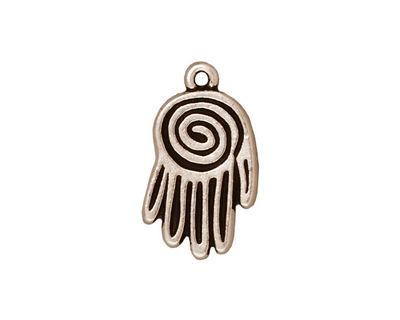 TierraCast Antique Silver (plated) Spiral Hand Pendant 13x22mm