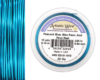 Artistic Wire Silver Plated Peacock Blue 22 gauge, 10 yards