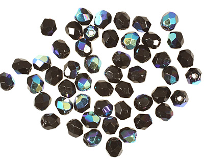 Czech Fire Polished Glass Jet AB Round 3mm