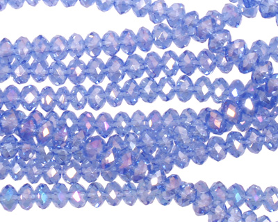 Light Sapphire AB Crystal Faceted Rondelle 4mm