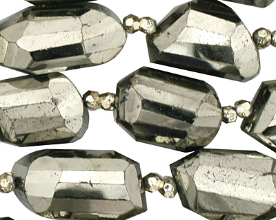 Golden Pyrite (silver tone) Faceted Nugget 15-21x10-12mm