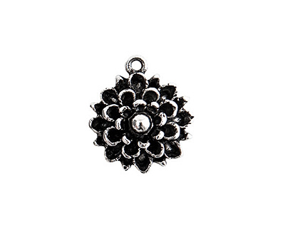 Nunn Design Antique Silver (plated) Mum Flower Charm 17x19mm