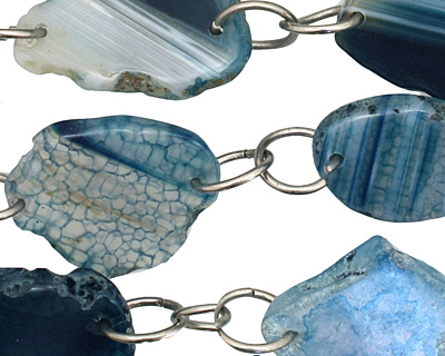 Blue Agate w/Rings Natural Edge Freeform Faceted Slab 30-38x21-34mm