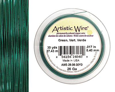 Artistic Wire Green 26 gauge, 30 yards