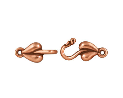 TierraCast Antique Copper (plated) Leaf Hook & Eye Clasp 17x8mm, 15x7mm