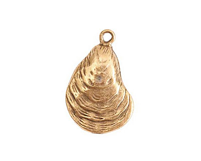 Nunn Design Antique Gold (plated) Oyster Charm 16x25mm
