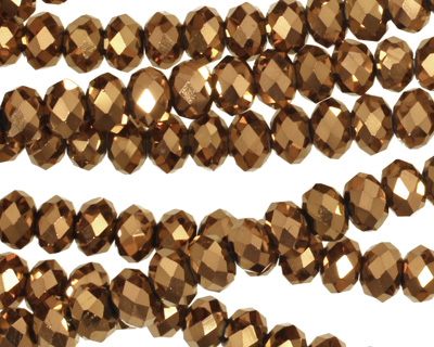 Metallic Antique Bronze Crystal Faceted Rondelle 6mm