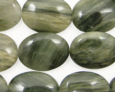Green Line Quartz Flat Oval 20x15mm