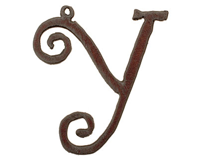 The Lipstick Ranch Rusted Iron Letter Y Pendant 48x52mm