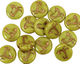 Czech Glass Chartreuse Coin w/ Bird 11mm