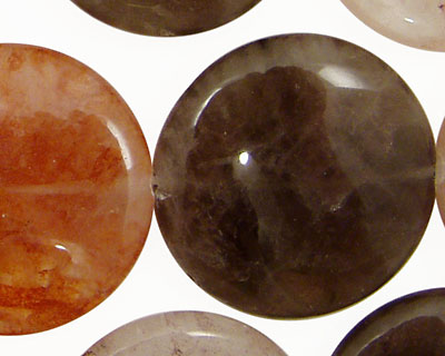 Multi Stone (Red & Smoky) Puff Coin 30mm