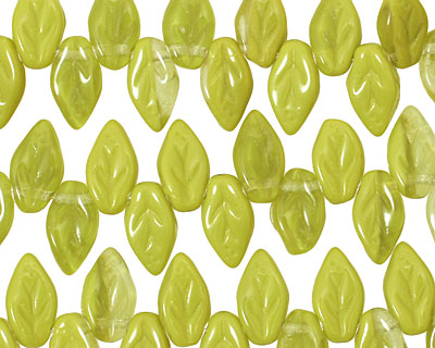 Czech Glass Chartreuse Quartz Leaf Drop 5x10mm