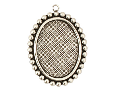 Stampt Antique Pewter (plated) Dotted Fringe Oval Setting 18x25mm