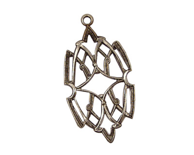 Stampt Antique Pewter (plated) Stained Glass Filigree Drop 17x32mm