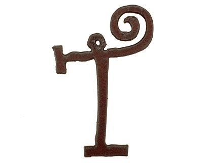 The Lipstick Ranch Rusted Iron Letter T Pendant 41x60mm